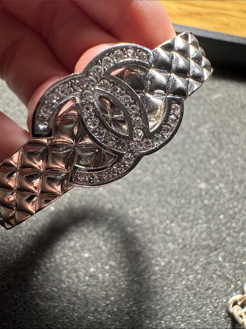 Silver Braided CC Logo Hinge Bracelet - Picture 8 of 9